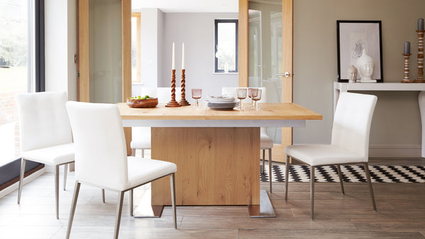 Large White Gloss Dining Table with White Chairs