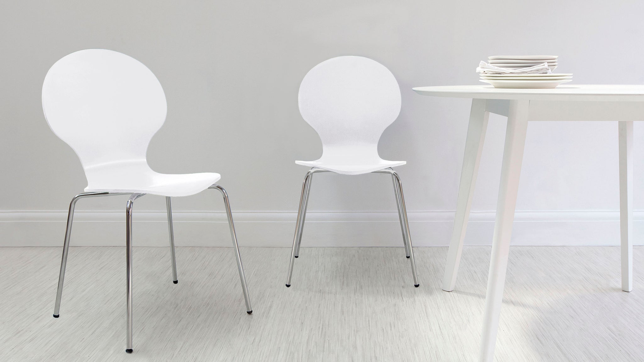 White Stackable Dining Chairs