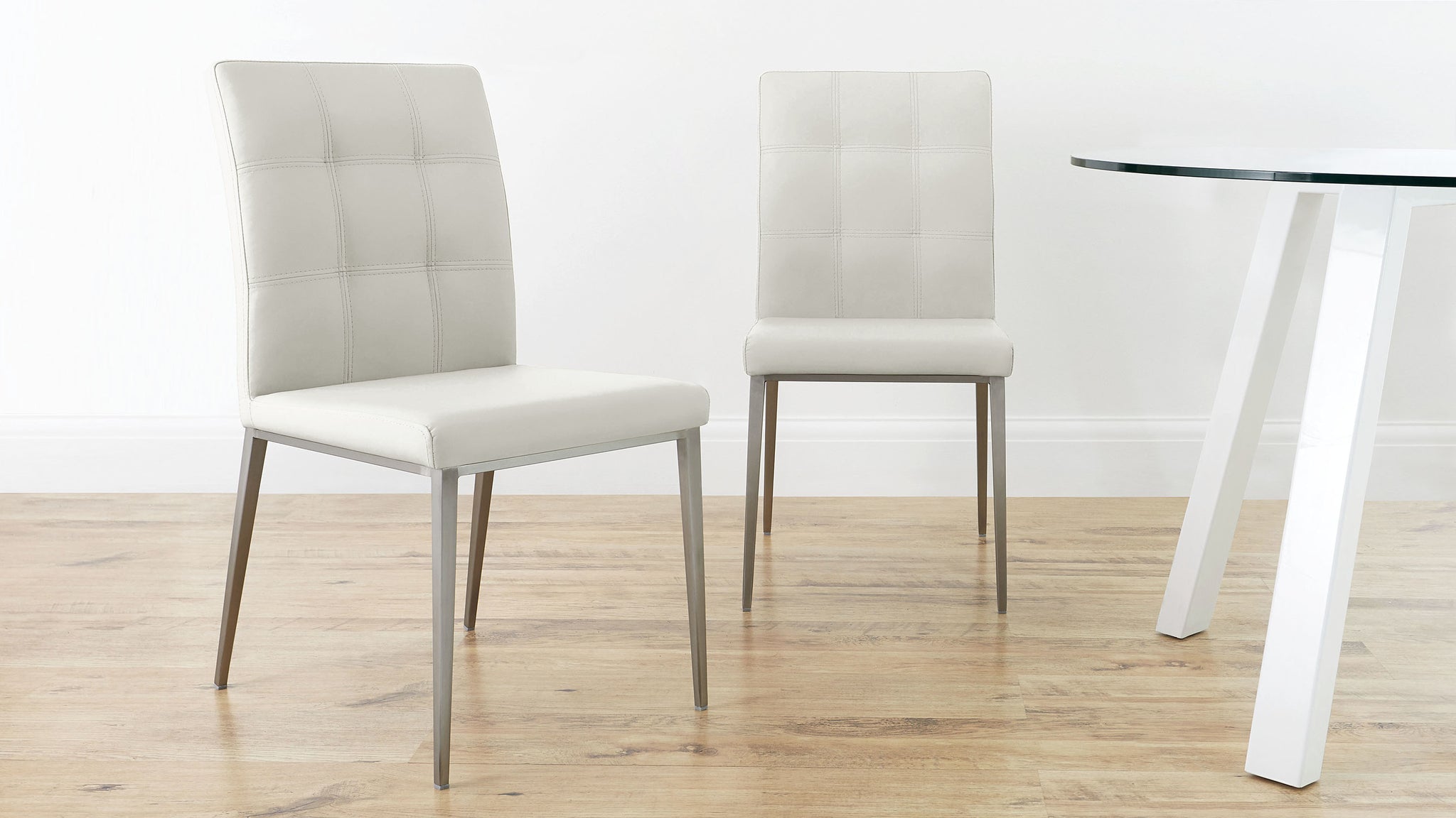 White Quilted Dining Chairs