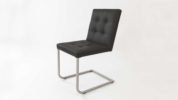 Black Real Leather Swing Dining Chair