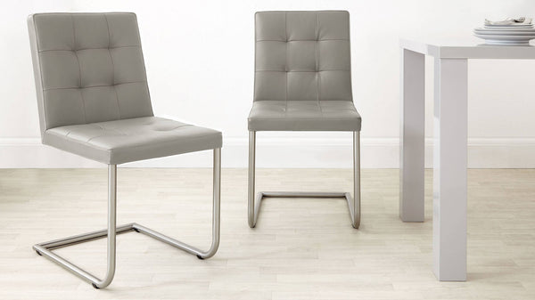 Cool grey modern leather dining chair