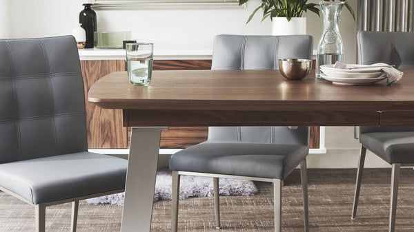 Modern brushed steal dining chairs