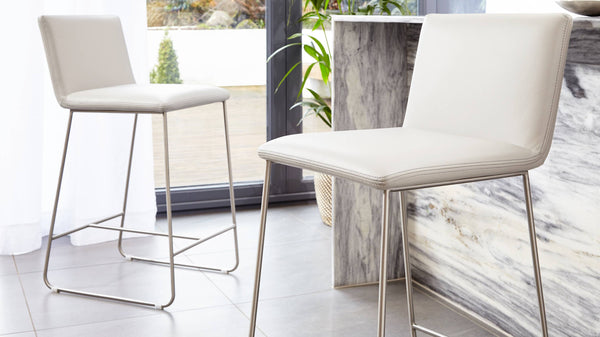 Cool grey leather bar stools